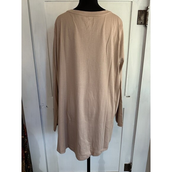 Isaac Mizrahi Live! Essentials Beige Long Sleeve Boat Neck Tunic Top Size 3X - Picture 4 of 6